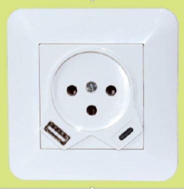 שקע כח תה"ט + Type-C  + USB טעינה מהירה 20W