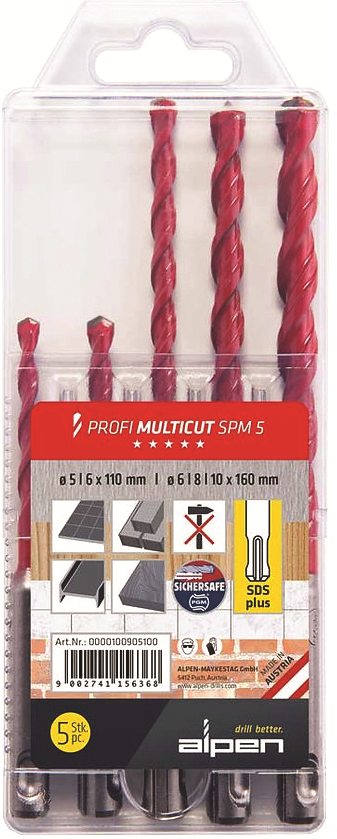 סט מקדחים רב שימושי לפטישון 5/6X110  6/8/10X160 מ"מ  ALPEN