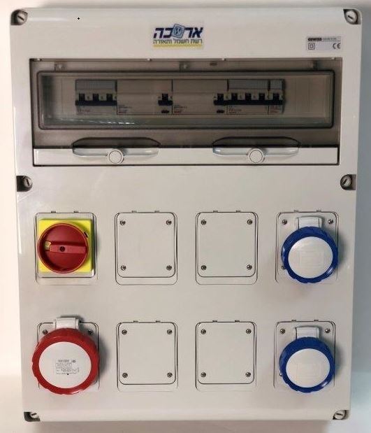 לוח חשמל זמני 25A עם 2 פחתים 10KA)GEWISS IP67 40A)