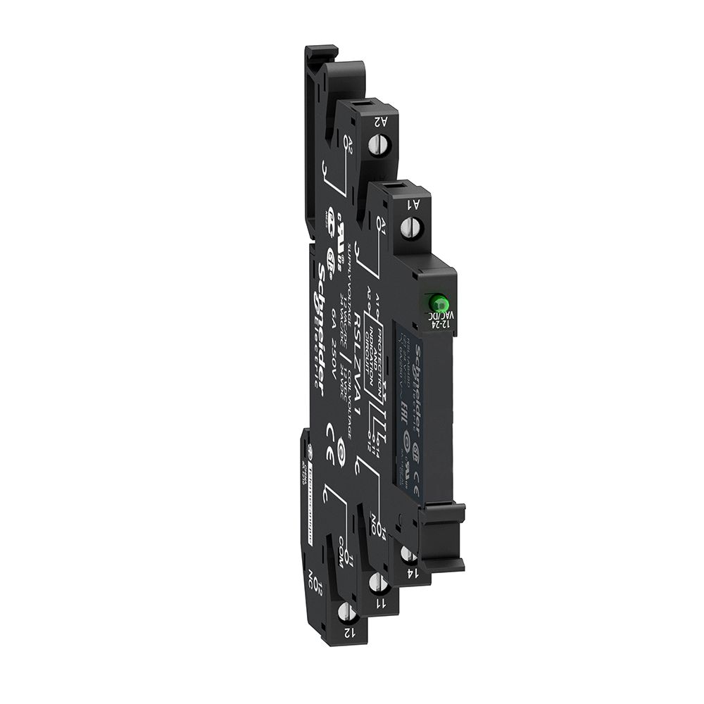 ממסר+תושבת מסדרת RSL רוחב 6 מ"מ מתח 24VAC/DC יציאת ממסר 6A