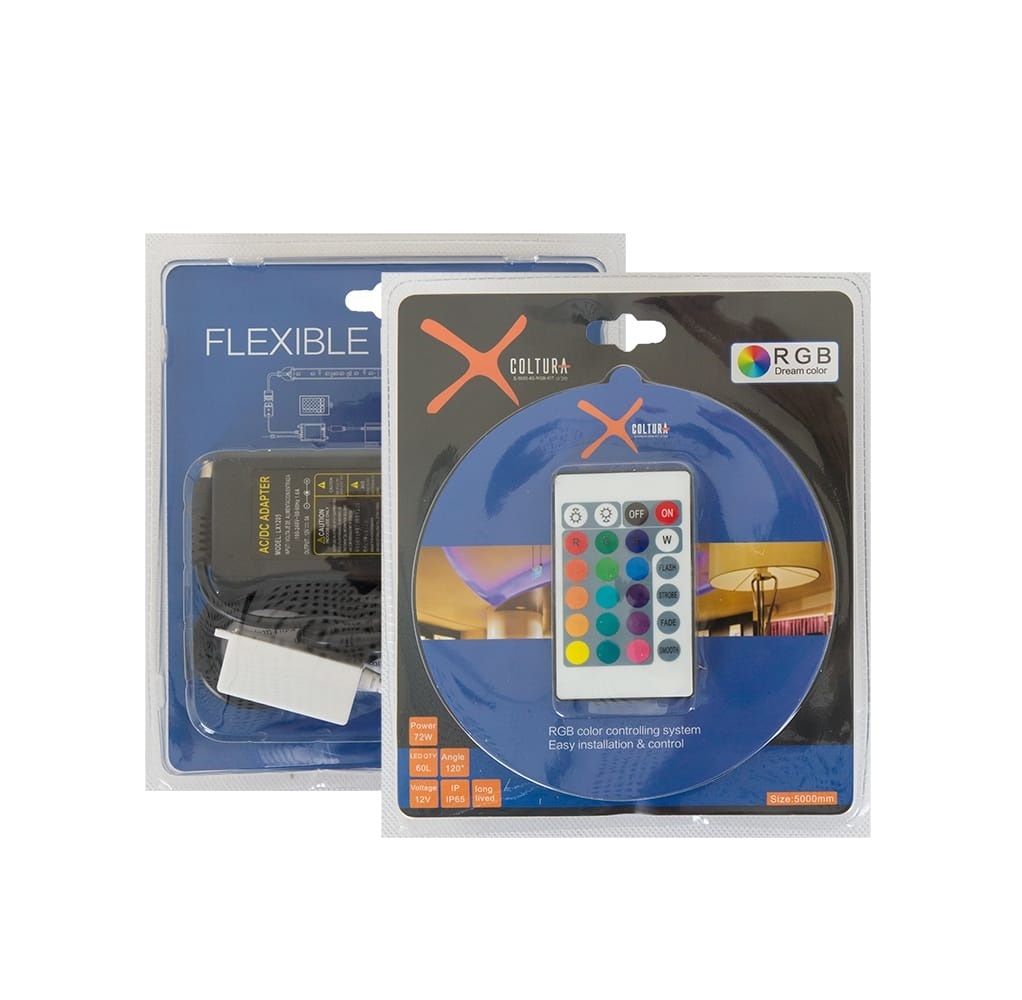 גליל 5 מטר, קיט לד IP20 RGB 5050 + בקר ושלט