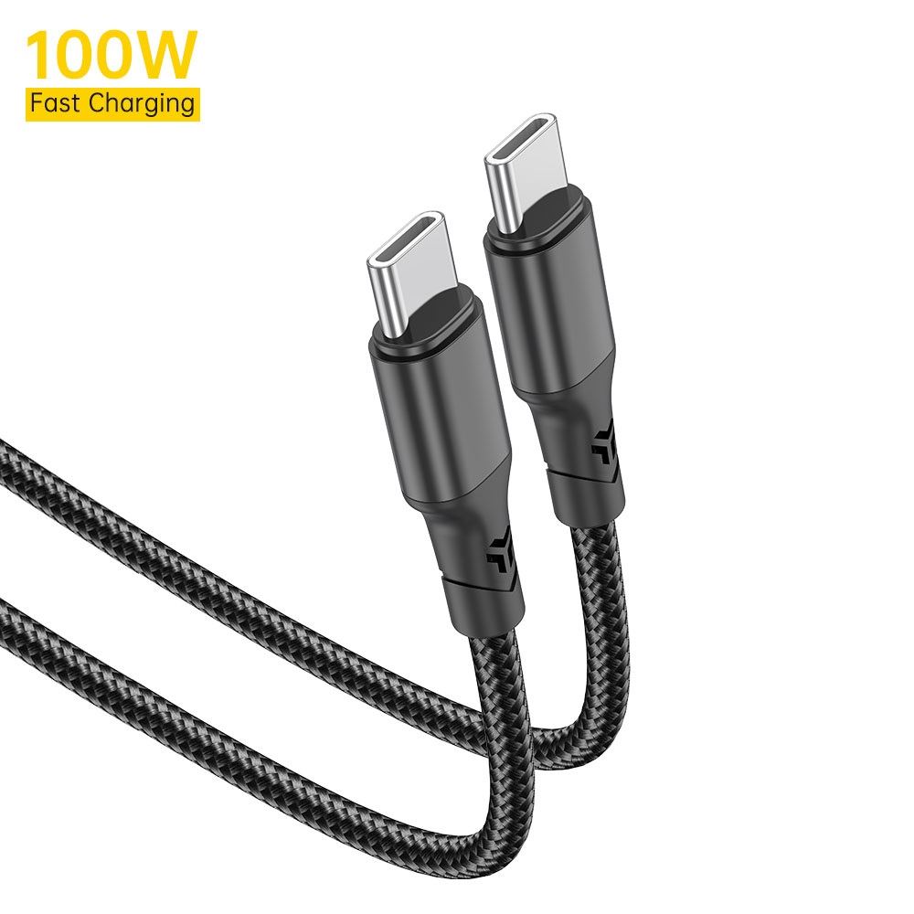 כבל טעינה 2 מטר שחור TYPE C ל- 100W TYPE C