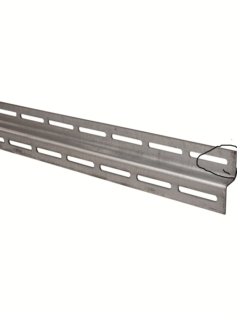 פרופיל מגלוון 25X25X25X2 Z מנוקב 2 צדדים חריץ רחב 10X80