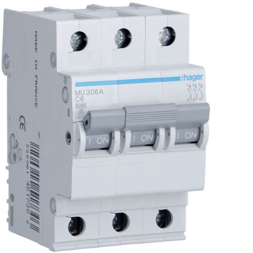 חצי אוטומט HAGER 6KA 3X6A C