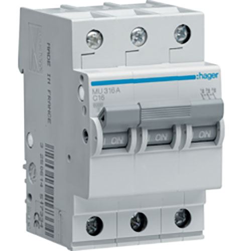 חצי אוטומט HAGER 6KA 3X16A C
