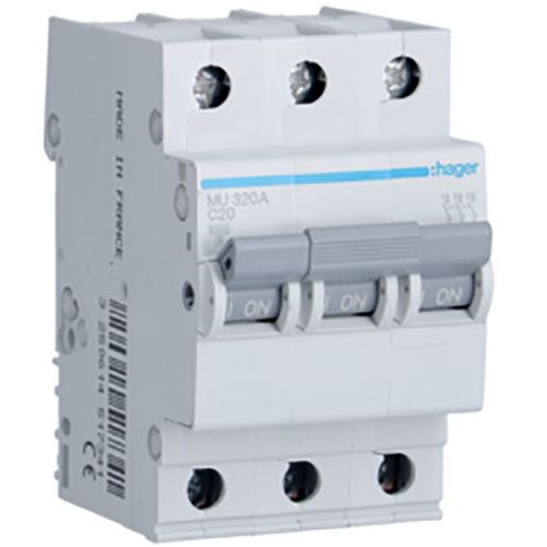 חצי אוטומט HAGER 6KA 3X20A C