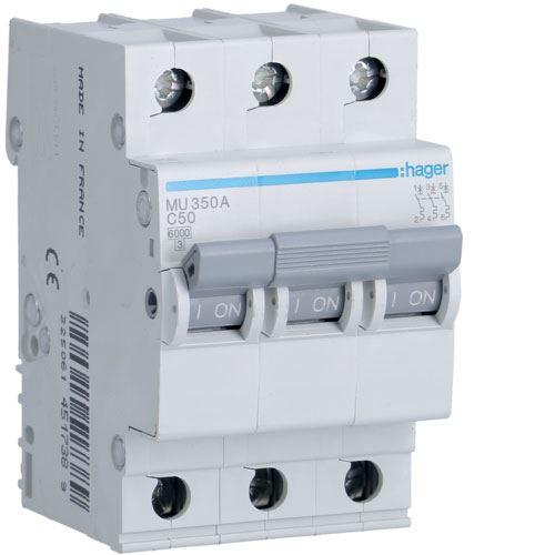 חצי אוטומט HAGER 6KA 3X50A C