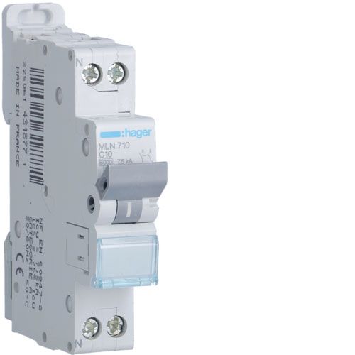 חצי אוטומט HAGER 6KA C 1X10A+N C