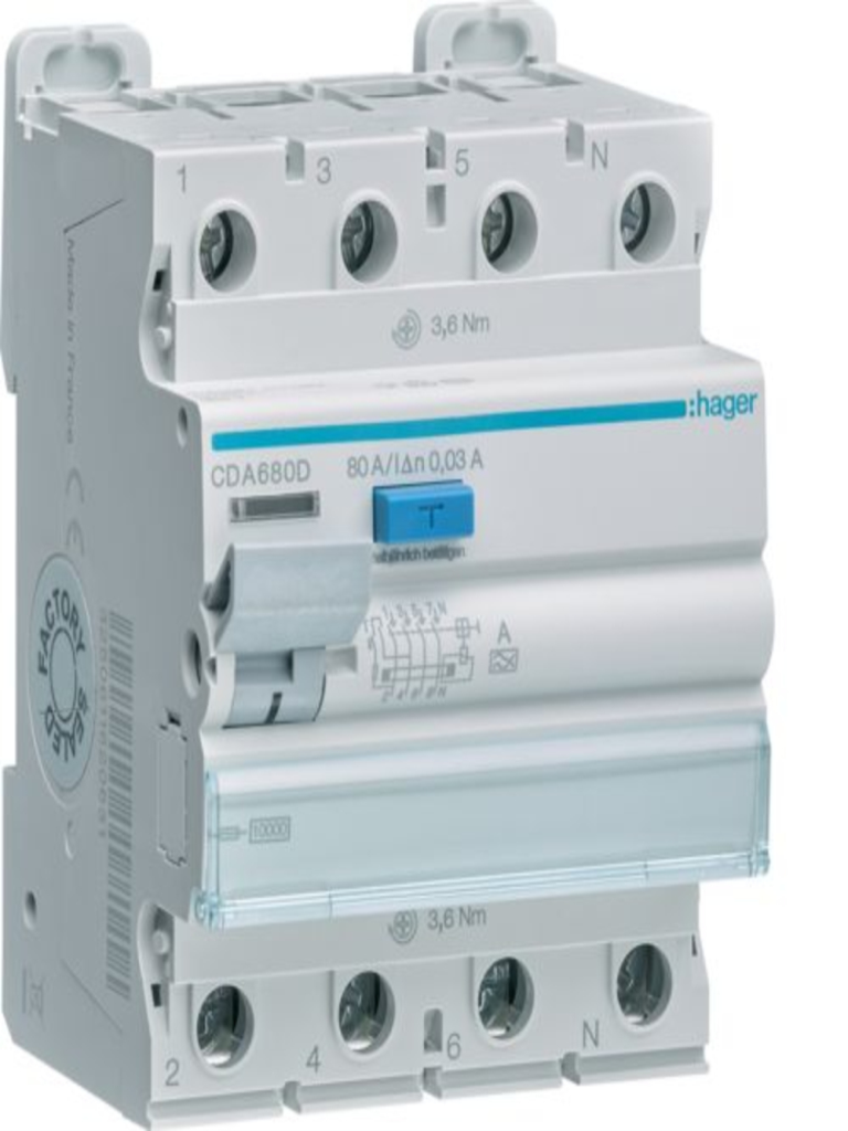 ממסר פחת HAGER  30MA 4X80A