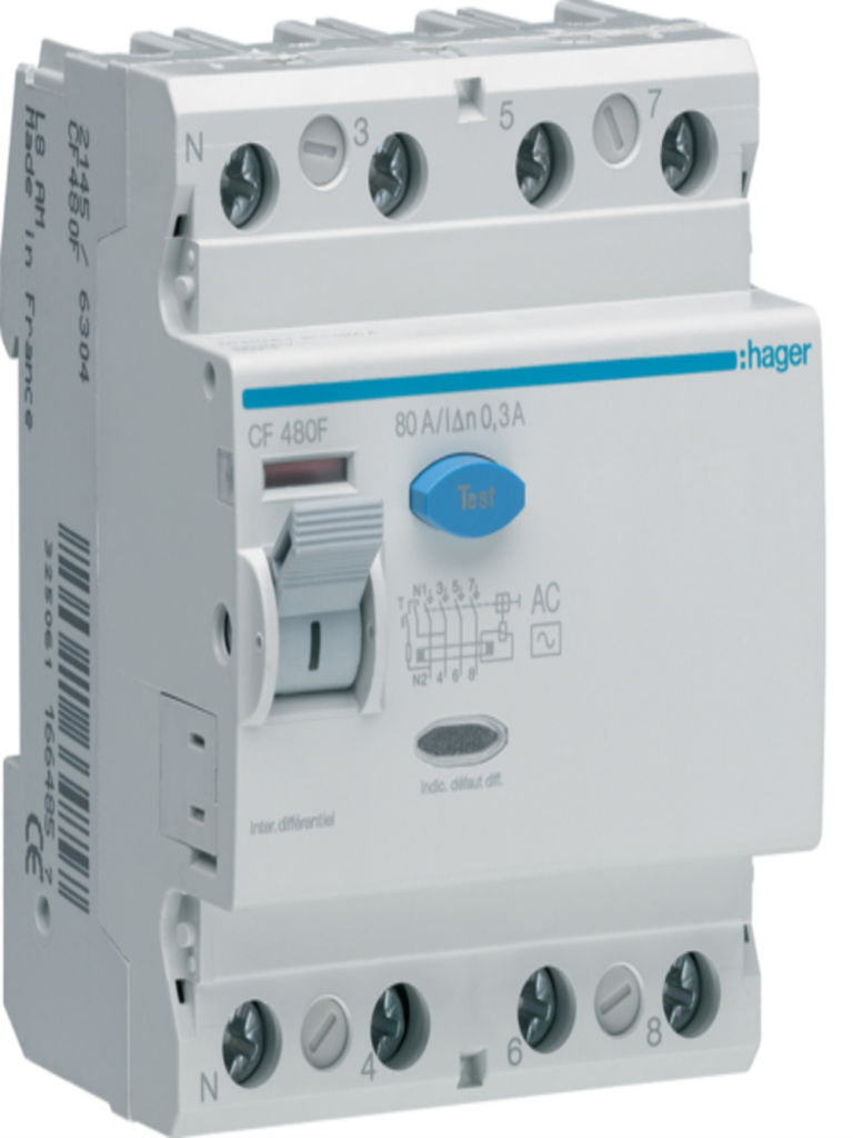 ממסר פחת HAGER  300MA 4X80A
