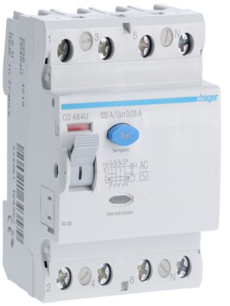 ממסר פחת HAGER 30MA 4X100A