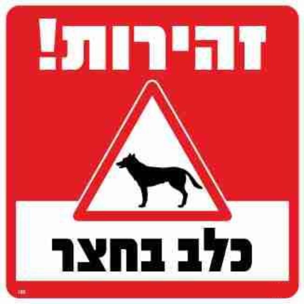 שלט זהירות כלב בחצר גודל 30*30