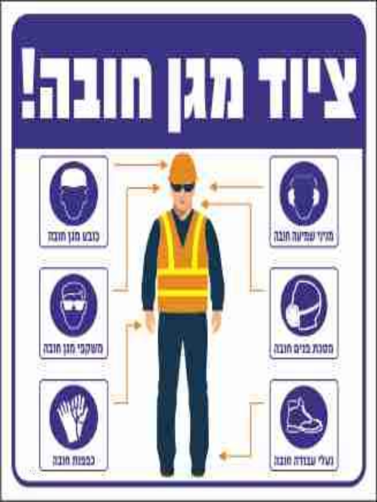 שלט בגודל 30*30 ס"מ "ציוד מגן חובה"