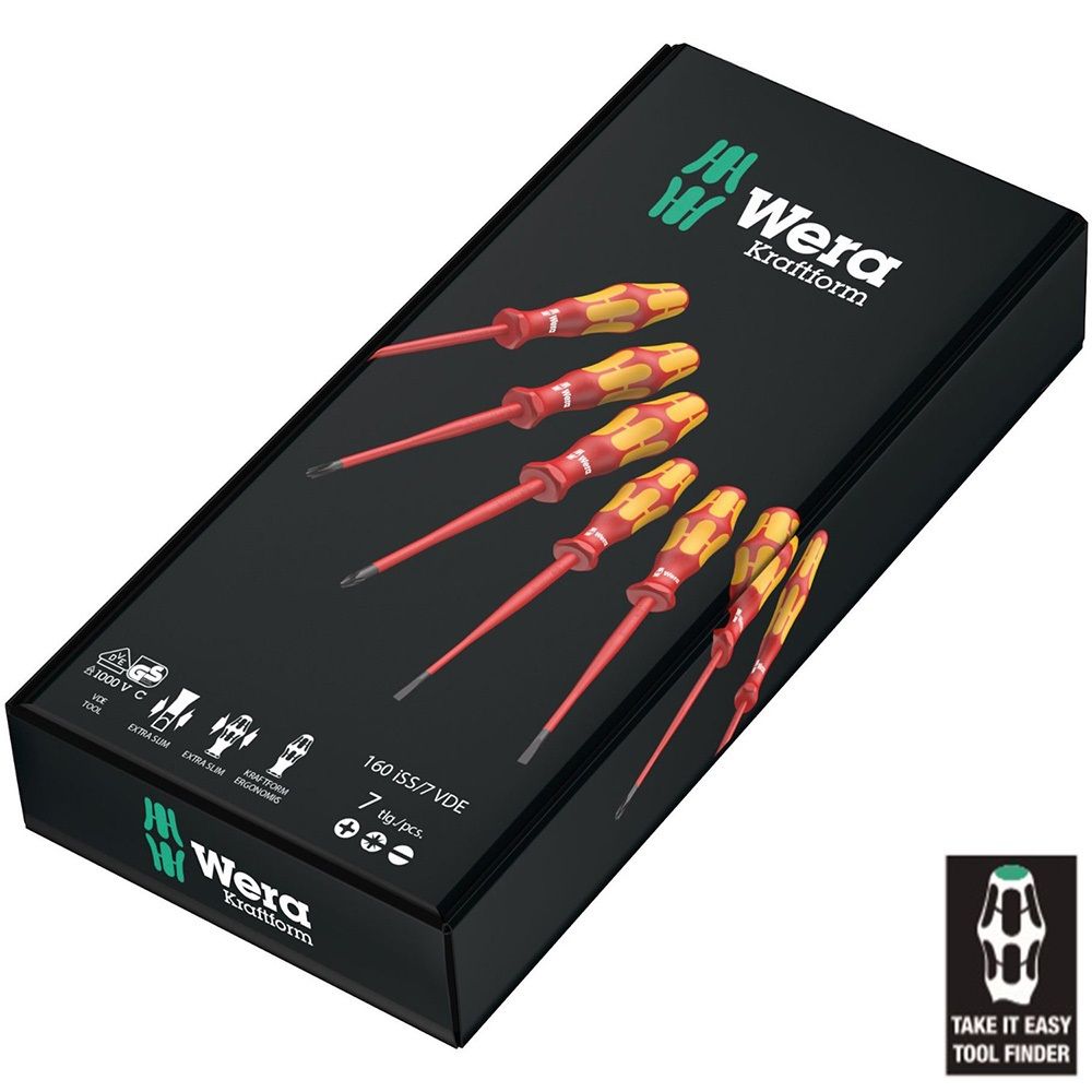 סט מברגים (7יח') להב דק WERA 1000V